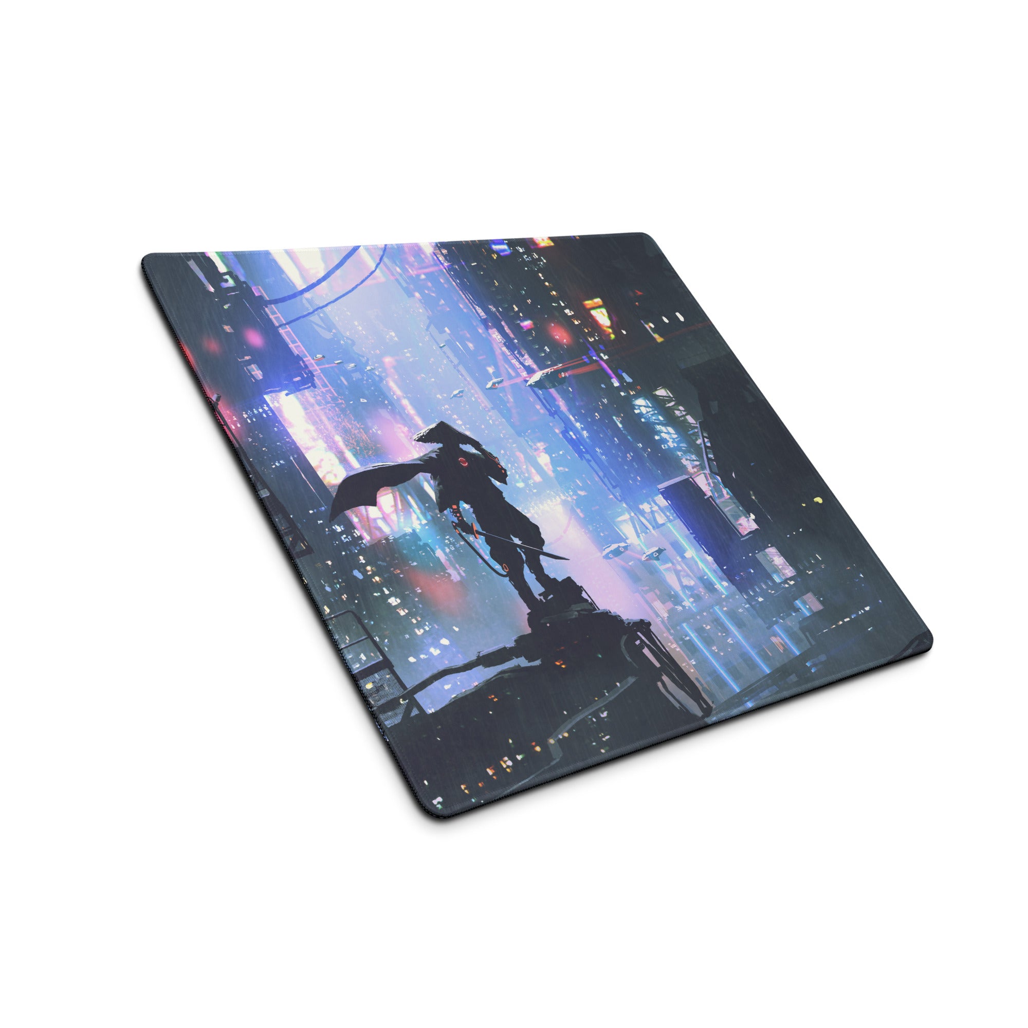 Cyberpunk Cityscape Gaming Mouse Pad Blue Purple Neon for Gaming Desk Futuristic