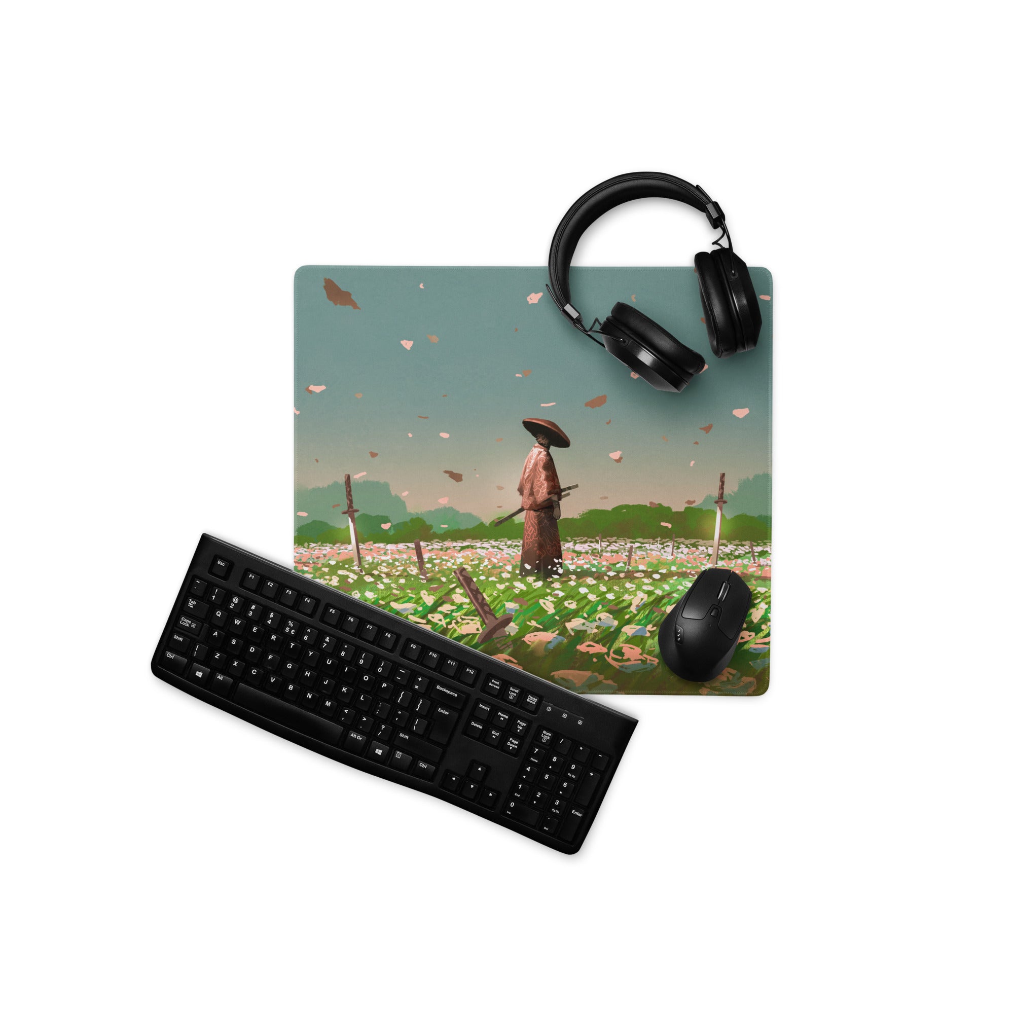 Gaming Mouse Pad Teal And Pink For Gaming Desk Setup Illustration Style Calming Mood Esports Decor Digital Artwork