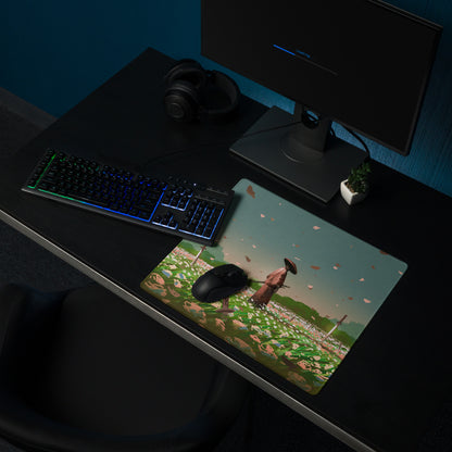 Gaming Mouse Pad Teal And Pink For Gaming Desk Setup Illustration Style Calming Mood Esports Decor Digital Artwork
