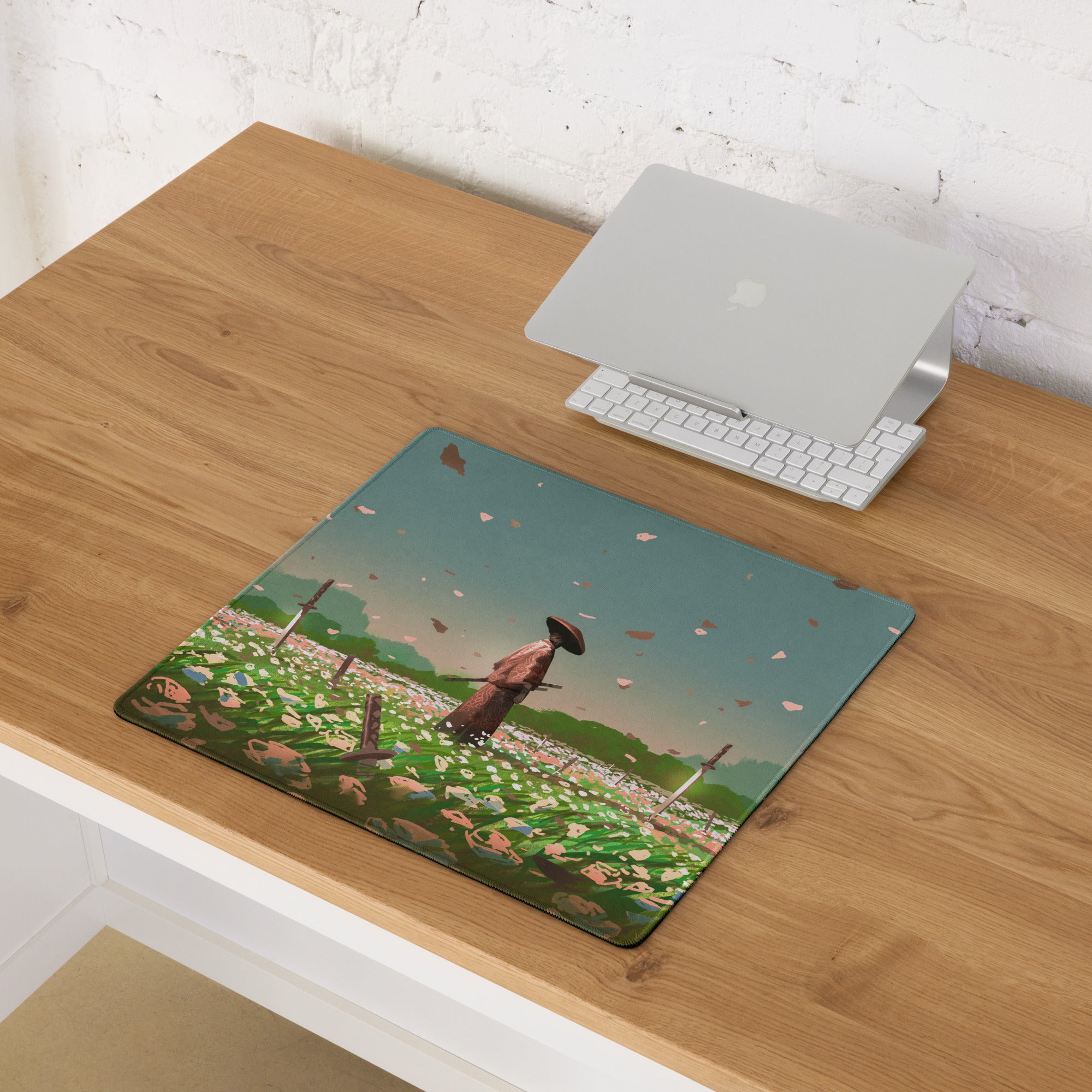 Gaming Mouse Pad Teal And Pink For Gaming Desk Setup Illustration Style Calming Mood Esports Decor Digital Artwork
