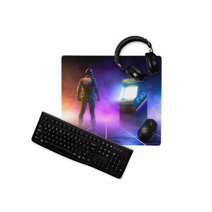Neon Arcade Gamer Mouse Pad Desk Setup Purple Orange Blue Hues Retro Style For Gaming Desk