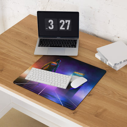 Neon Arcade Gamer Mouse Pad Desk Setup Purple Orange Blue Hues Retro Style For Gaming Desk