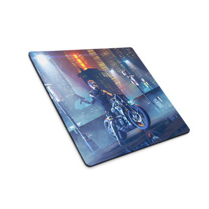Gaming Mouse Pad Blue Neon Purple Cyberpunk Desk Setup Mat Large Size Non Slip Edge Stitch