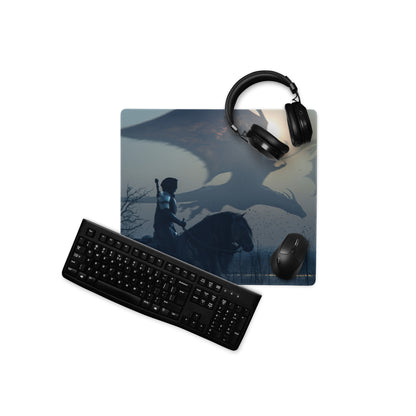 Gaming Mouse Pad Navy Blue Large Desk Mat For Gaming Setups Non Slip Base And Edge Stitching Cinematic Fantasy Art