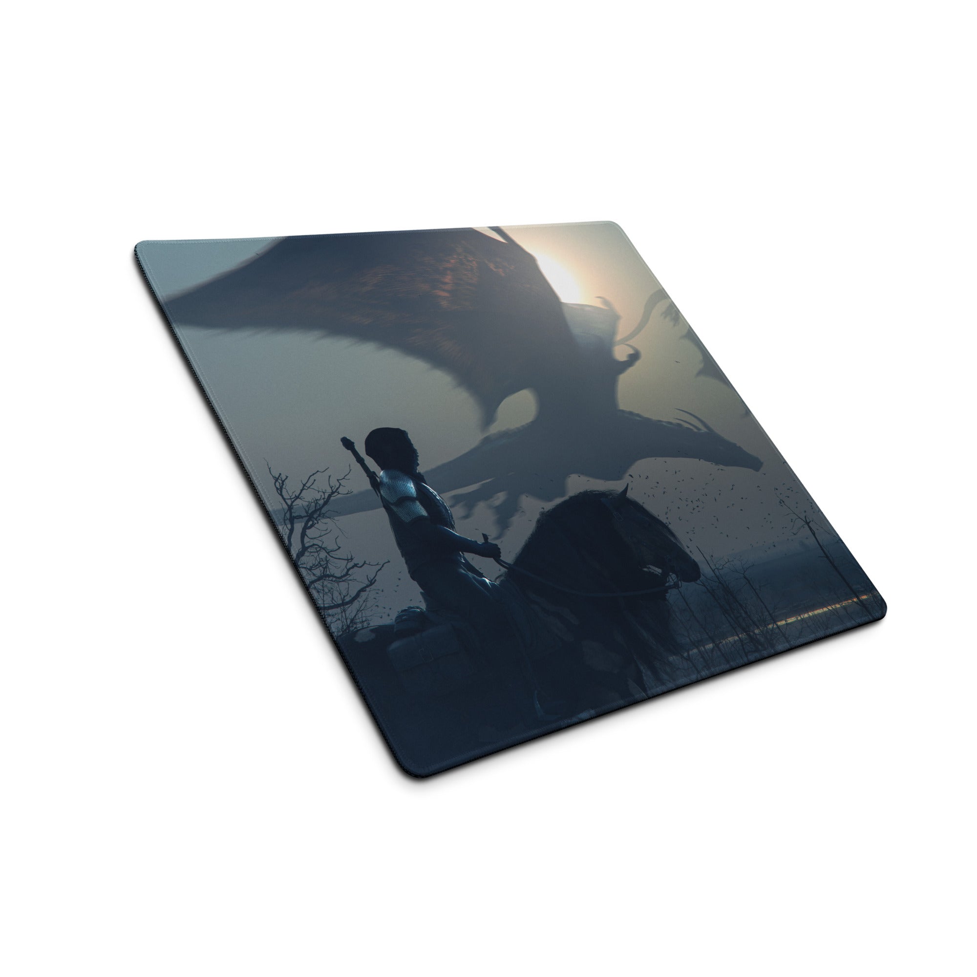 Gaming Mouse Pad Navy Blue Large Desk Mat For Gaming Setups Non Slip Base And Edge Stitching Cinematic Fantasy Art