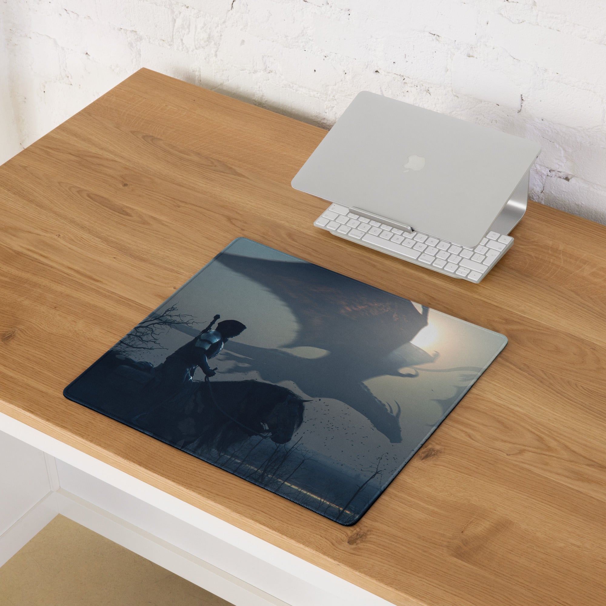 Gaming Mouse Pad Navy Blue Large Desk Mat For Gaming Setups Non Slip Base And Edge Stitching Cinematic Fantasy Art