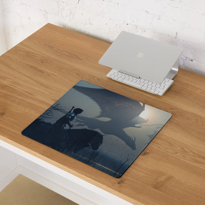 Gaming Mouse Pad Navy Blue Large Desk Mat For Gaming Setups Non Slip Base And Edge Stitching Cinematic Fantasy Art