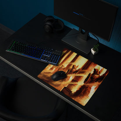Orange Brown Gaming Mouse Pad Desk Mat For Gaming Setup Cinematic Abstract Mood Esports Decor Non Slip Backing Stitching