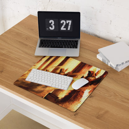 Orange Brown Gaming Mouse Pad Desk Mat For Gaming Setup Cinematic Abstract Mood Esports Decor Non Slip Backing Stitching