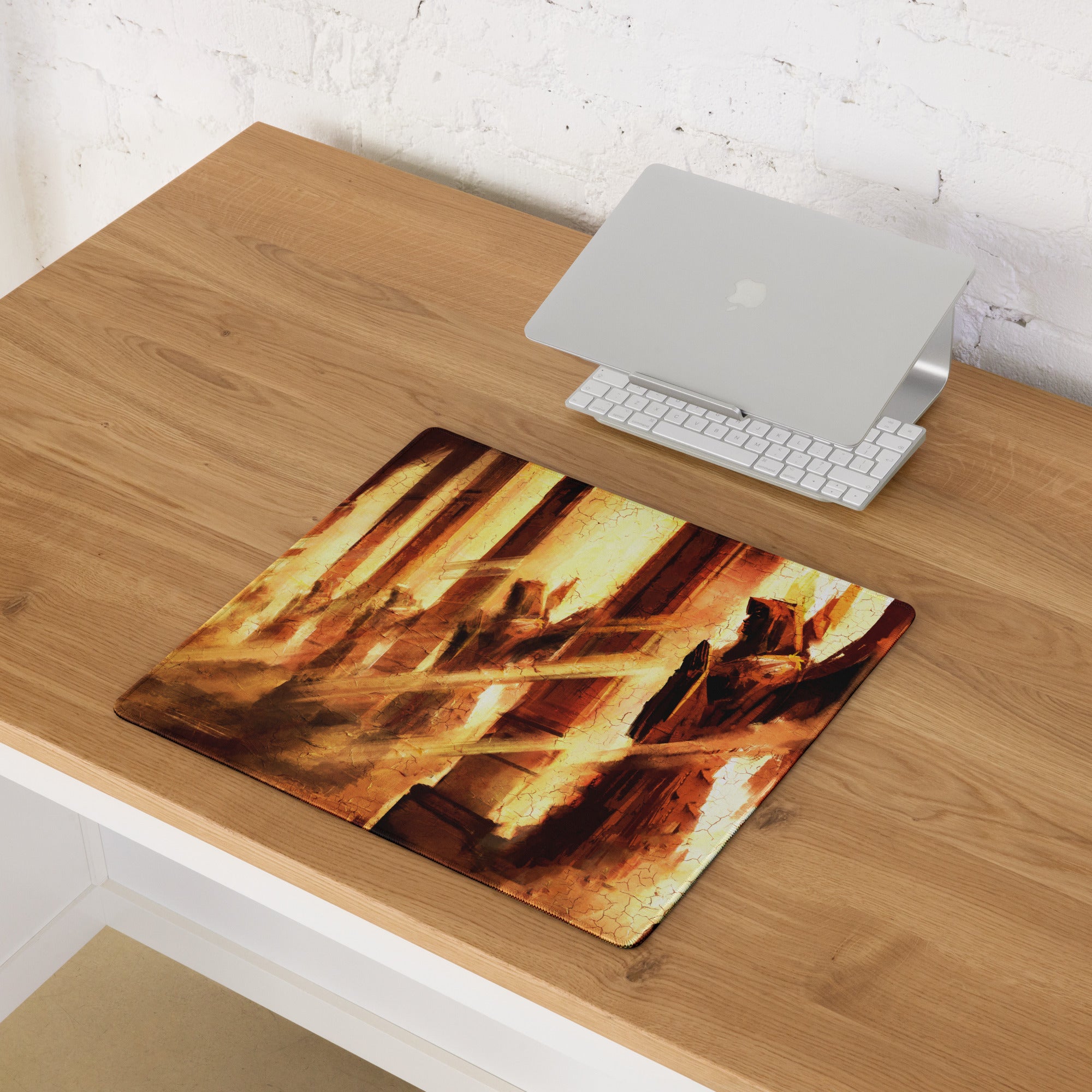 Orange Brown Gaming Mouse Pad Desk Mat For Gaming Setup Cinematic Abstract Mood Esports Decor Non Slip Backing Stitching