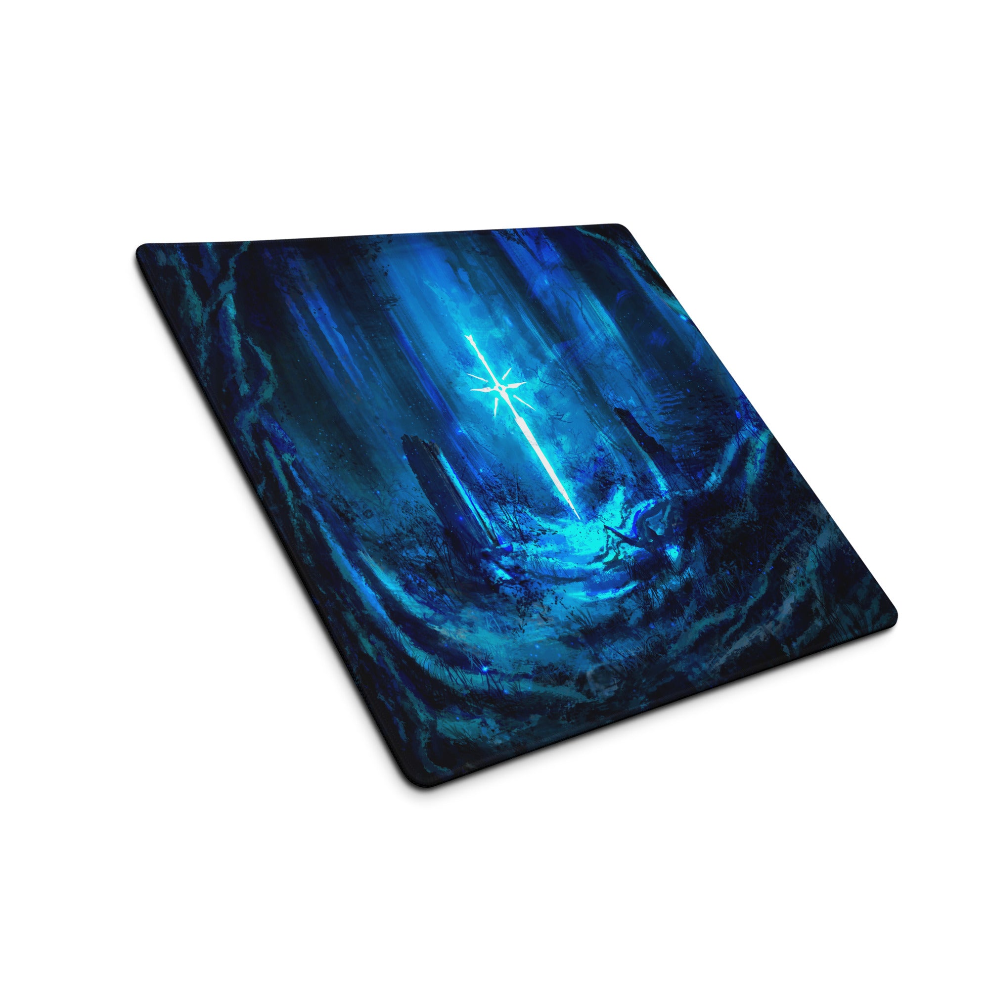 Blue Neon Fantasy Gaming Mouse Pad For Desk Setup Large Non Slip Edge Stitched Pro Grade