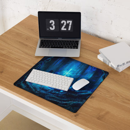 Blue Neon Fantasy Gaming Mouse Pad For Desk Setup Large Non Slip Edge Stitched Pro Grade