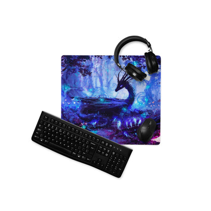 Blue Purple Gaming Mouse Pad Large For Desktop Setup Abstract Art Style Neon Glow Non Slip Base