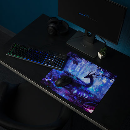 Blue Purple Gaming Mouse Pad Large For Desktop Setup Abstract Art Style Neon Glow Non Slip Base