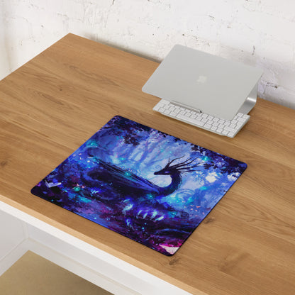Blue Purple Gaming Mouse Pad Large For Desktop Setup Abstract Art Style Neon Glow Non Slip Base