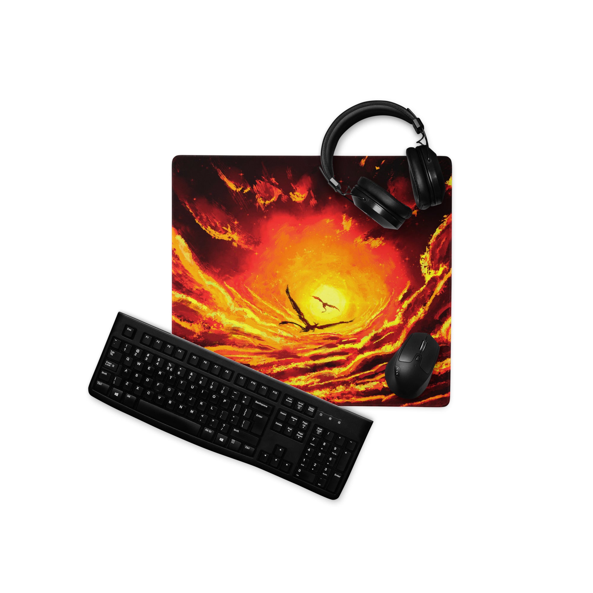 Gaming Mouse Pad Fiery Orange Red Colors For Desktop Setup Modern Style Bold Intense Minimalist Gaming Decor Digital Art