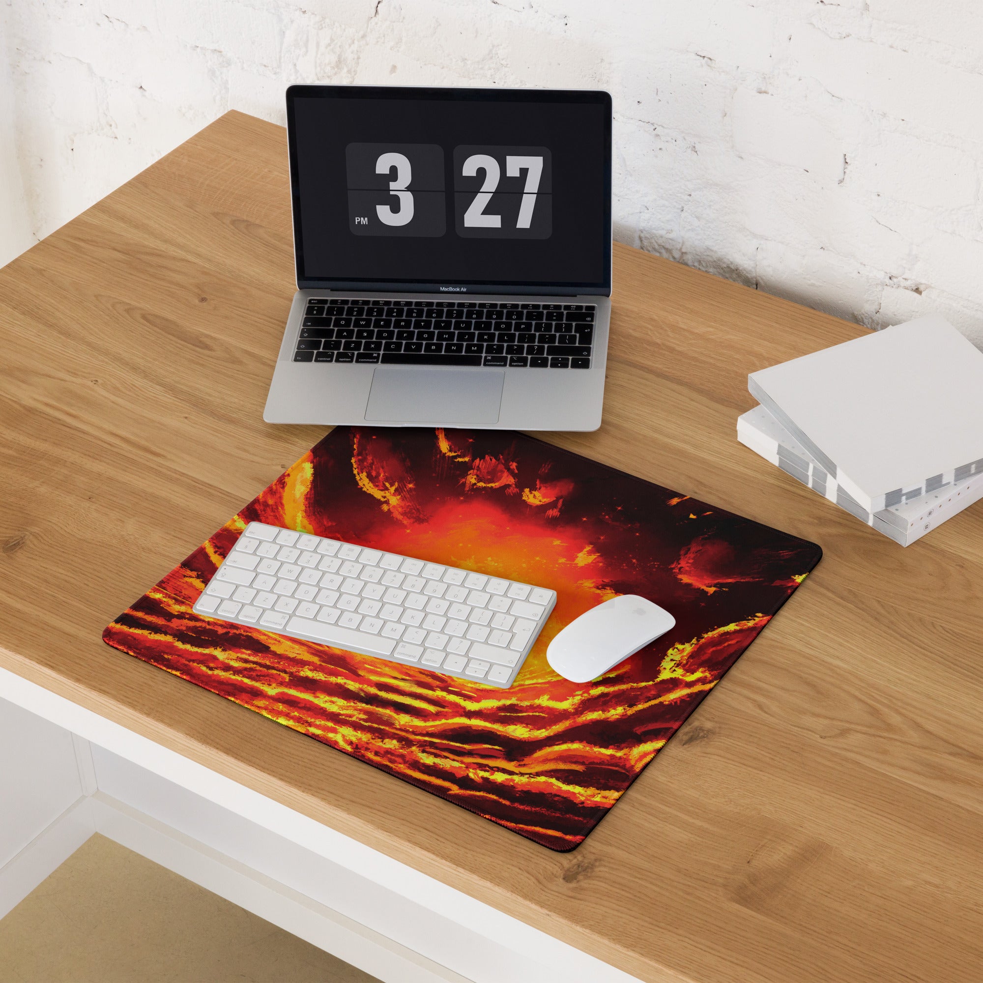 Gaming Mouse Pad Fiery Orange Red Colors For Desktop Setup Modern Style Bold Intense Minimalist Gaming Decor Digital Art