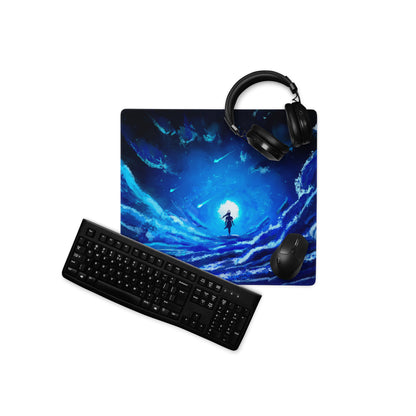 Blue Galaxy Gaming Mouse Pad Large Desk Mat For Gaming Setup Space Theme Digital Art Cosmic Style