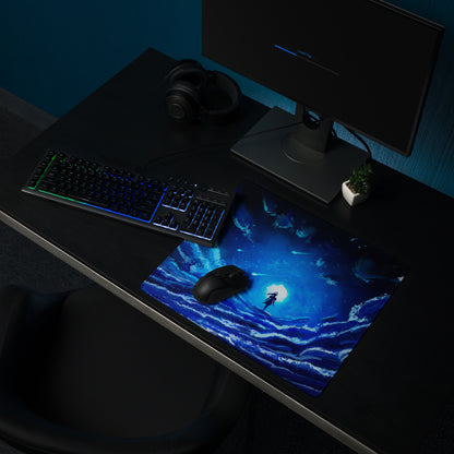 Blue Galaxy Gaming Mouse Pad Large Desk Mat For Gaming Setup Space Theme Digital Art Cosmic Style