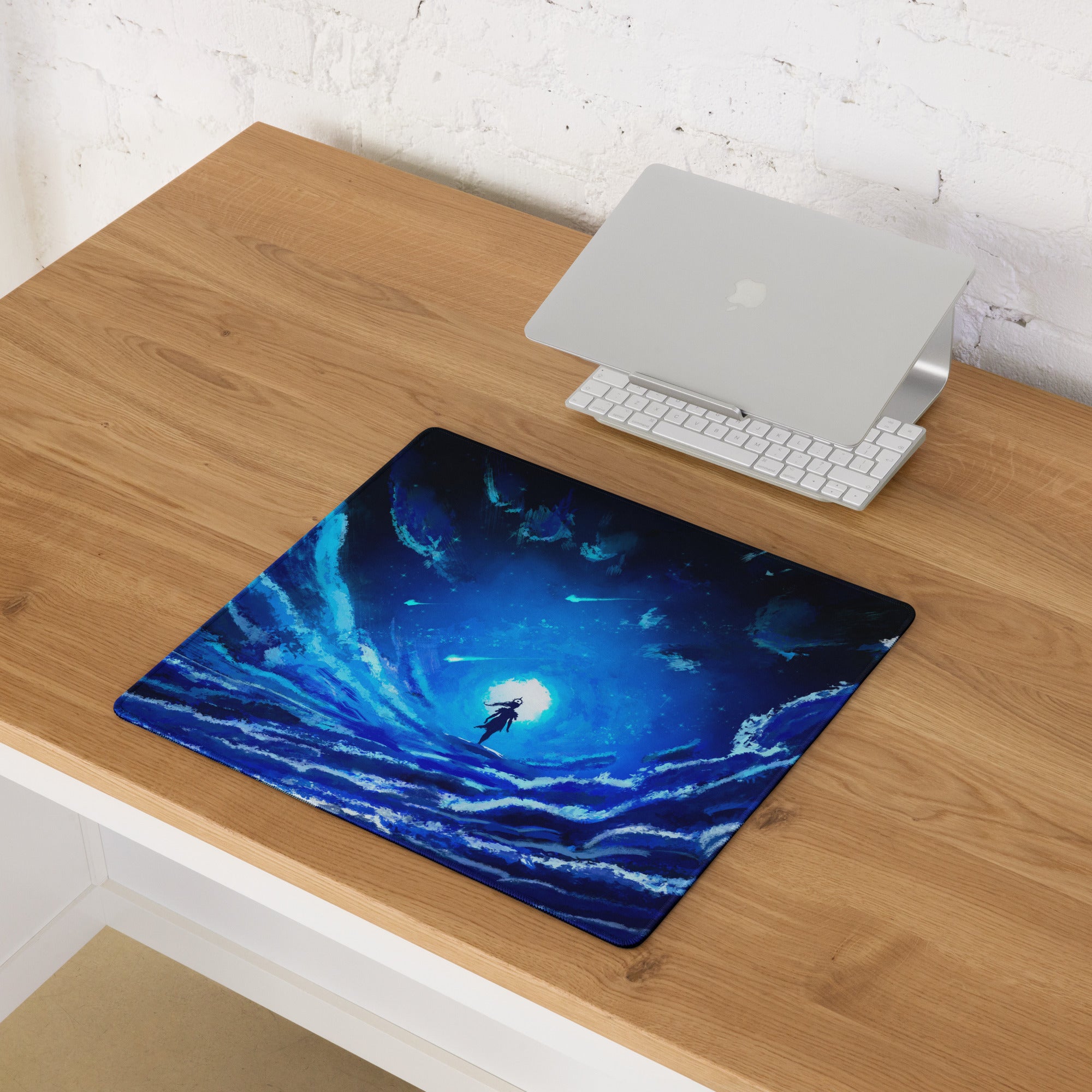 Blue Galaxy Gaming Mouse Pad Large Desk Mat For Gaming Setup Space Theme Digital Art Cosmic Style
