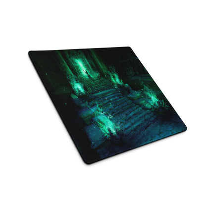 Gaming Mouse Pad Green Teal Large Non Slip Desk Mat For PC Setup Fantasy Dungeon Artwork