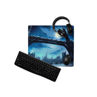 Blue Neon Cityscape Gaming Mouse Pad Large Non Slip Surface For PC Setup Ideal For Dota CSGO