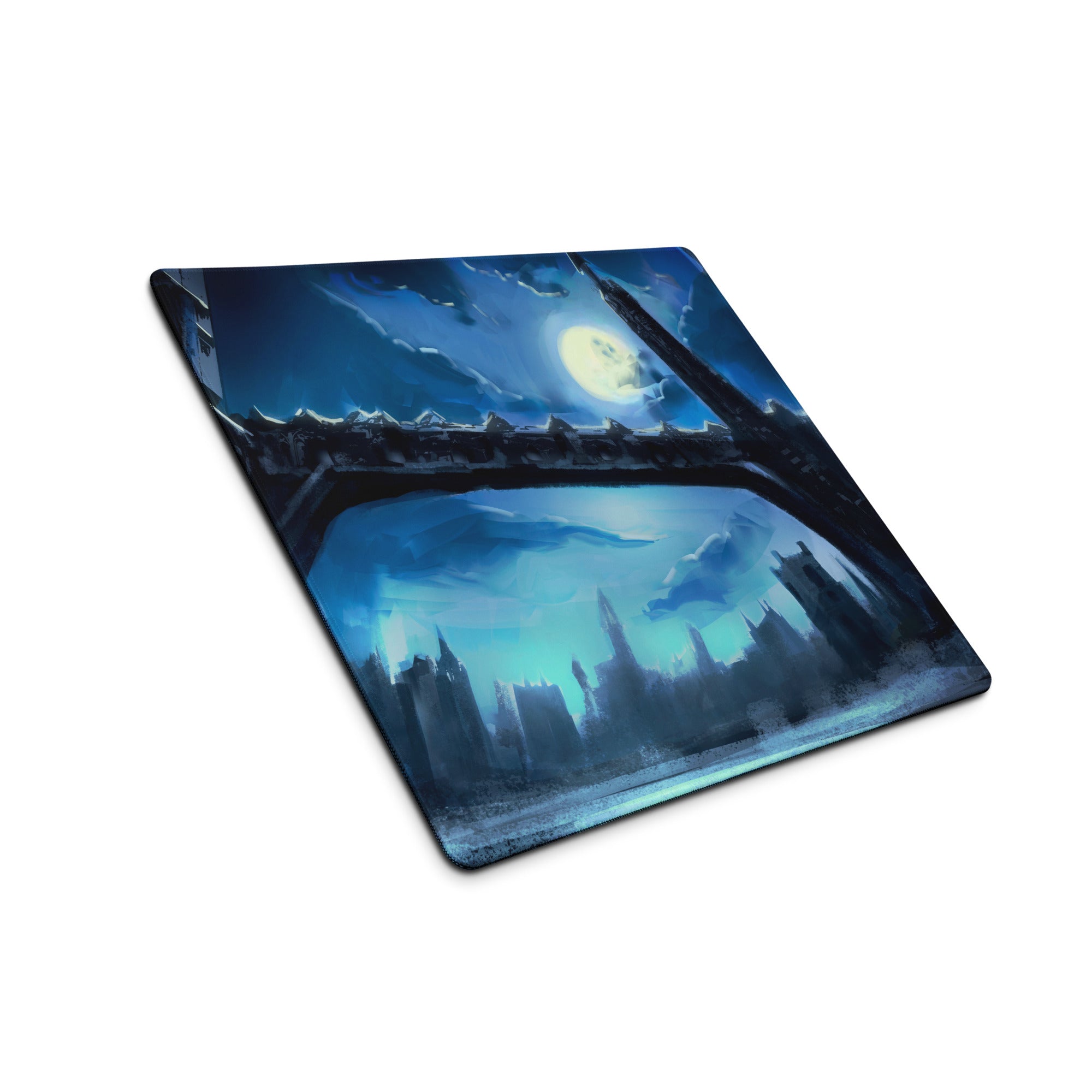 Blue Neon Cityscape Gaming Mouse Pad Large Non Slip Surface For PC Setup Ideal For Dota CSGO