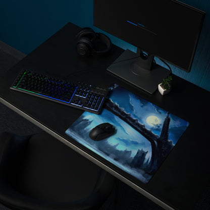 Blue Neon Cityscape Gaming Mouse Pad Large Non Slip Surface For PC Setup Ideal For Dota CSGO