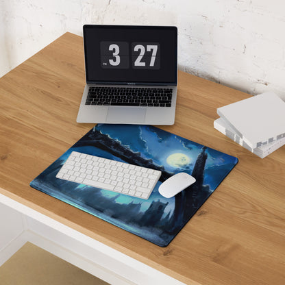 Blue Neon Cityscape Gaming Mouse Pad Large Non Slip Surface For PC Setup Ideal For Dota CSGO
