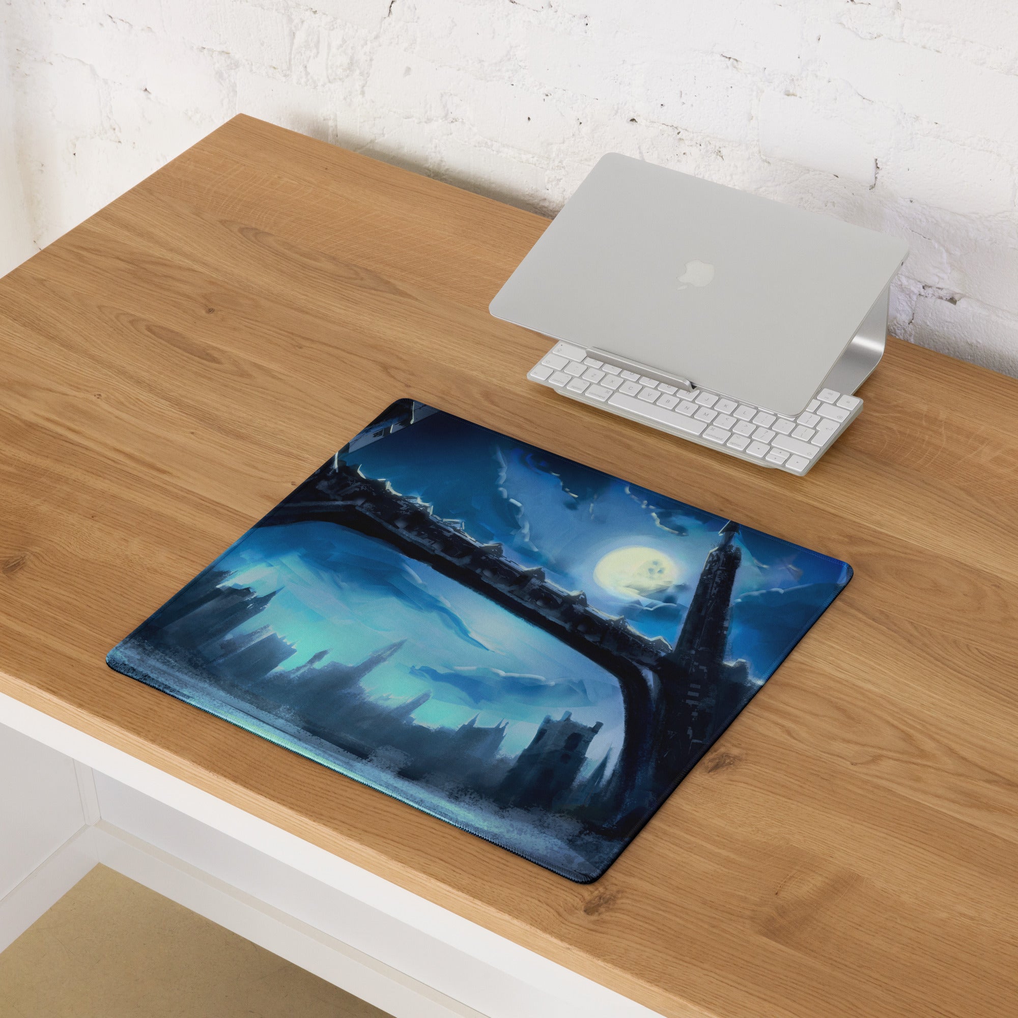 Blue Neon Cityscape Gaming Mouse Pad Large Non Slip Surface For PC Setup Ideal For Dota CSGO