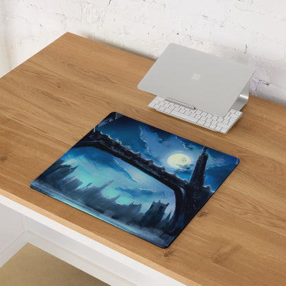 Blue Neon Cityscape Gaming Mouse Pad Large Non Slip Surface For PC Setup Ideal For Dota CSGO