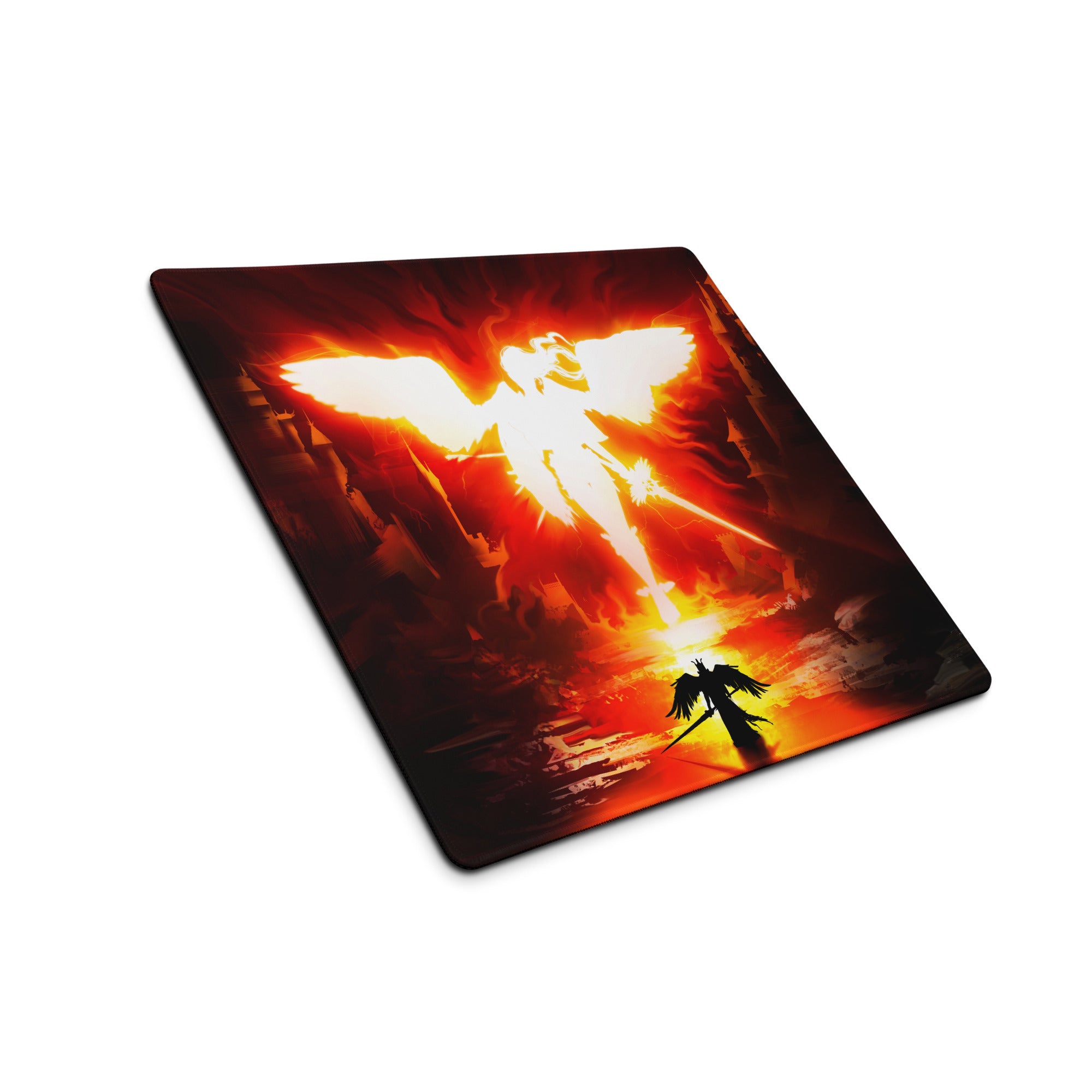 Gaming Mouse Pad Fire Orange Red On Black For Gaming Setup Cinematic Digital Art