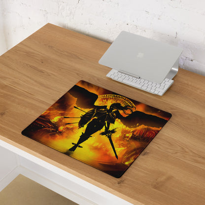 Fiery Orange Black Gaming Mouse Pad Large Desk Pad For Gaming Setup Intense Dark Fantasy Digital Illustration