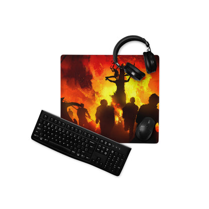 Fiery Red Battle Scene Gaming Mouse Pad For PC Desk Setup Silhouette Epic Mood For Gamer Desk Decor