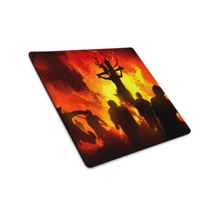 Fiery Red Battle Scene Gaming Mouse Pad For PC Desk Setup Silhouette Epic Mood For Gamer Desk Decor