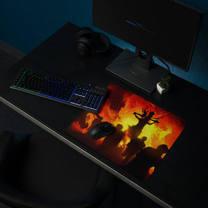Fiery Red Battle Scene Gaming Mouse Pad For PC Desk Setup Silhouette Epic Mood For Gamer Desk Decor