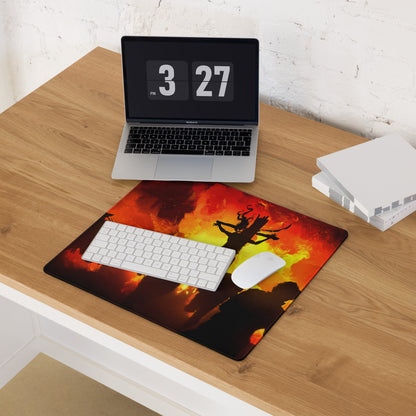 Fiery Red Battle Scene Gaming Mouse Pad For PC Desk Setup Silhouette Epic Mood For Gamer Desk Decor