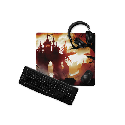 Gaming Mouse Pad Fiery Orange And Black Fantasy Landscape Art For Gaming Desk Setup Epic Gamer Decor