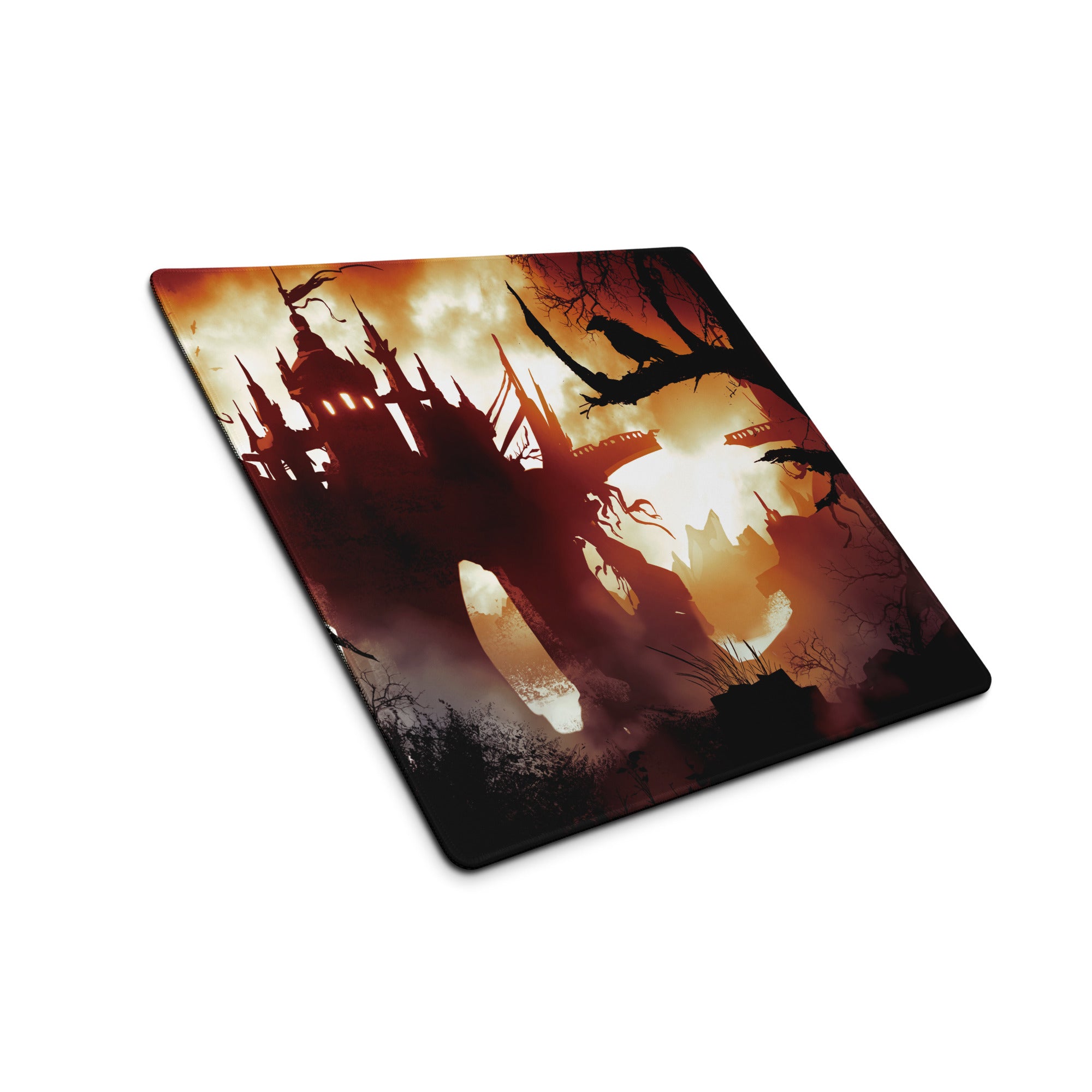 Gaming Mouse Pad Fiery Orange And Black Fantasy Landscape Art For Gaming Desk Setup Epic Gamer Decor