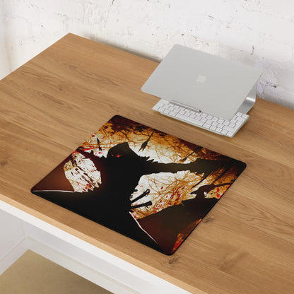 Orange Black Gaming Mouse Pad For Desktop Setup In Grunge Abstract Silhouette Digital Art Intense