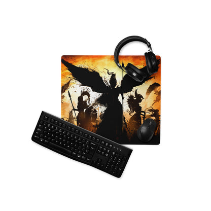 Gaming Mouse Pad Orange Black Large Esports Desk Mat for Modern Gaming Setup Abstract Art