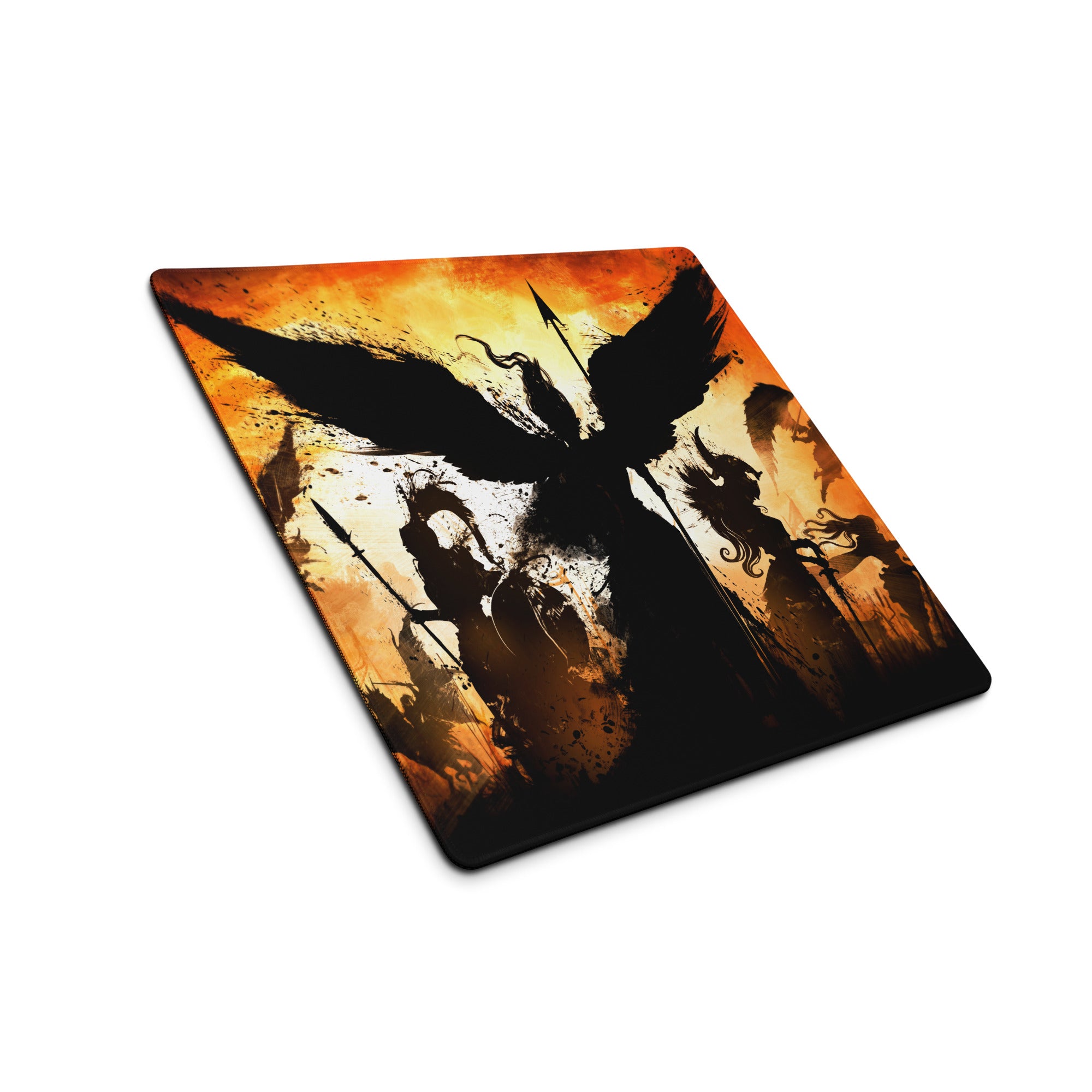 Gaming Mouse Pad Orange Black Large Esports Desk Mat for Modern Gaming Setup Abstract Art