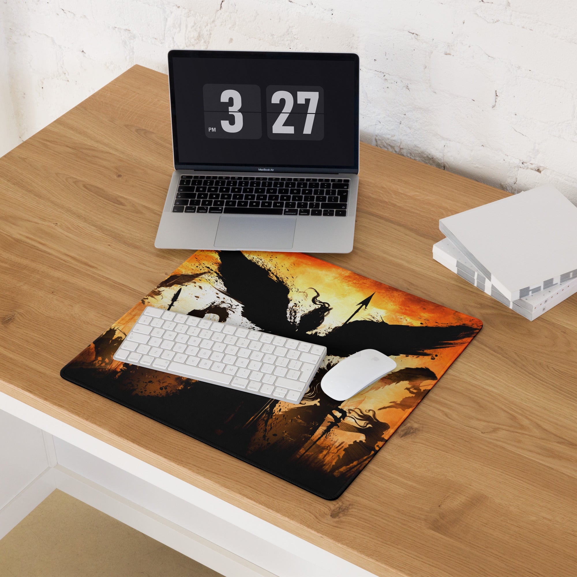 Gaming Mouse Pad Orange Black Large Esports Desk Mat for Modern Gaming Setup Abstract Art