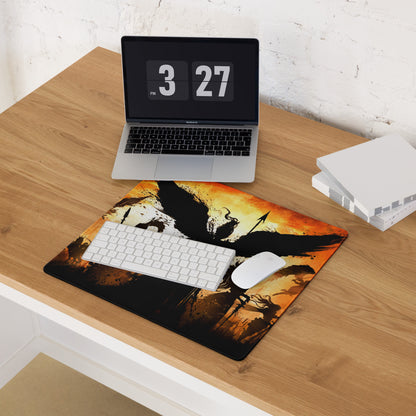 Gaming Mouse Pad Orange Black Large Esports Desk Mat for Modern Gaming Setup Abstract Art