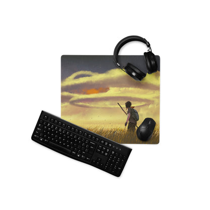 Large Gaming Mouse Pad With Edge Stitching Non Slip Base For Gaming Desk Sunset Orange Yellow Landscape Digital Art