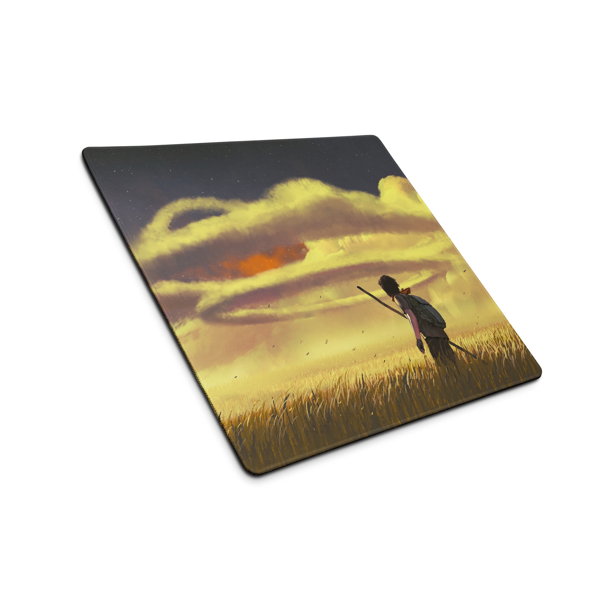 Large Gaming Mouse Pad With Edge Stitching Non Slip Base For Gaming Desk Sunset Orange Yellow Landscape Digital Art