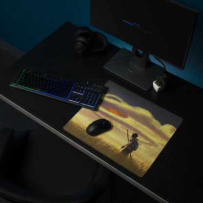 Large Gaming Mouse Pad With Edge Stitching Non Slip Base For Gaming Desk Sunset Orange Yellow Landscape Digital Art