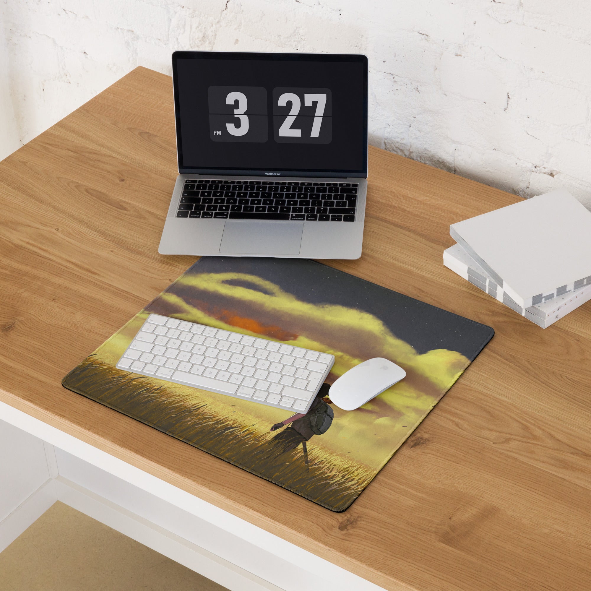 Large Gaming Mouse Pad With Edge Stitching Non Slip Base For Gaming Desk Sunset Orange Yellow Landscape Digital Art