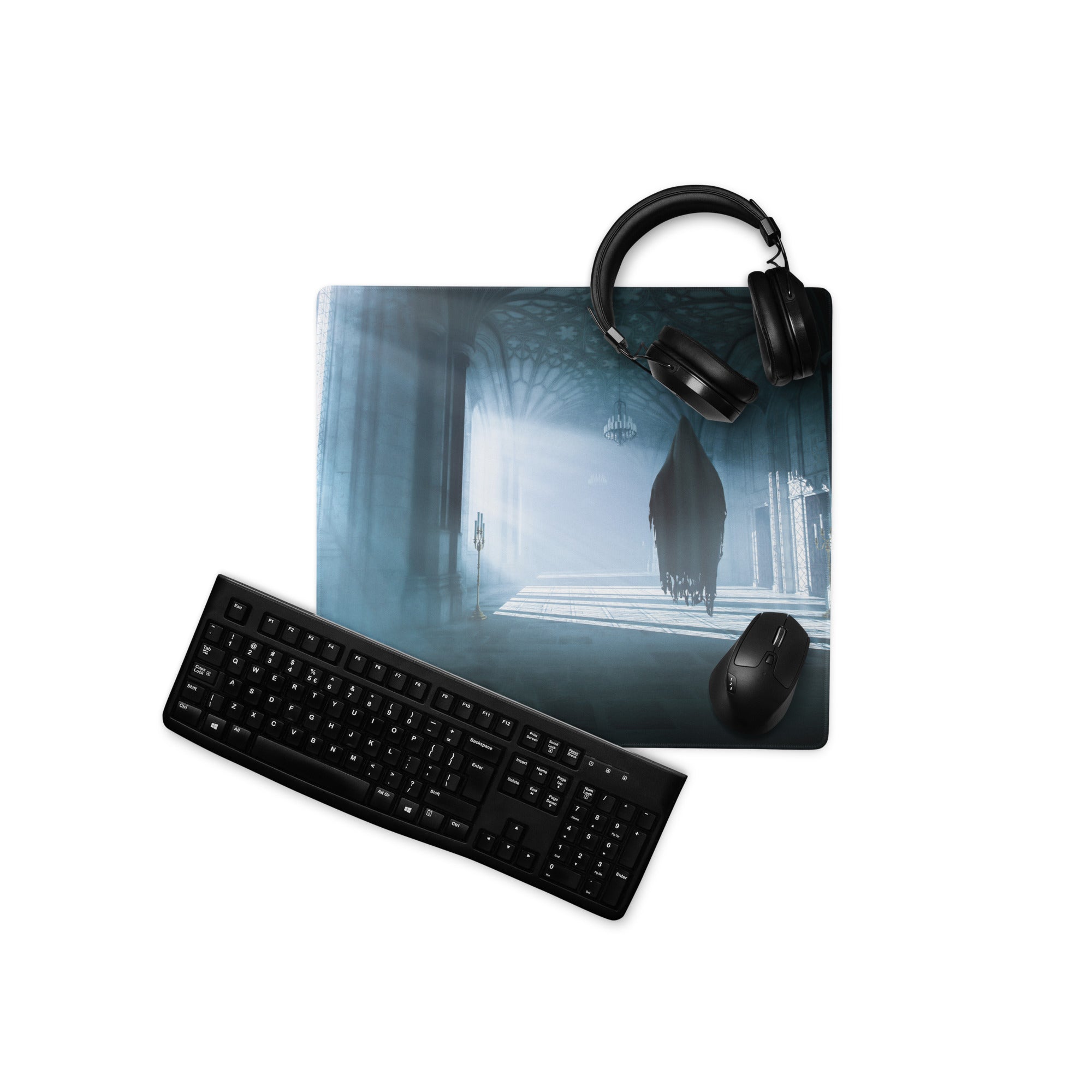Gaming Mouse Pad Blue Teal For Gaming Desk Setup Cinematic Fantasy Style Moody Atmosphere Gamer Desk Decor Digital Print