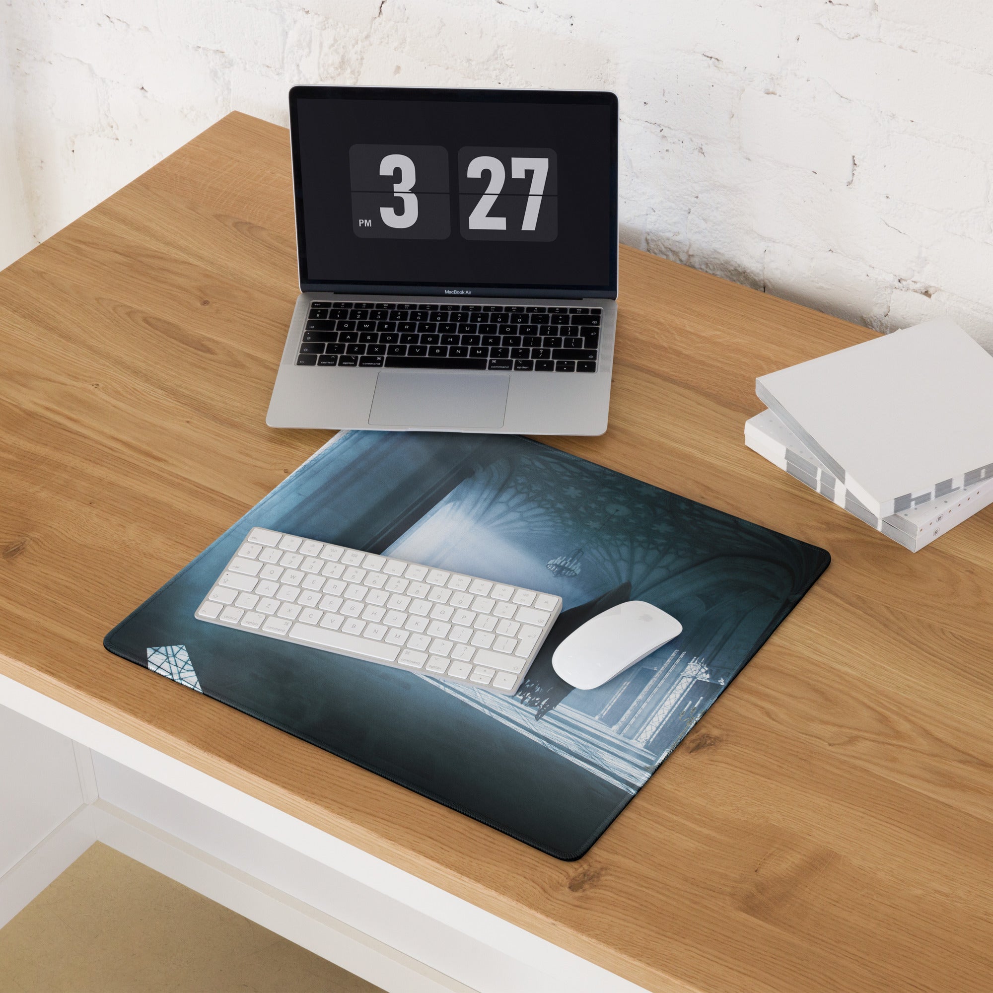 Gaming Mouse Pad Blue Teal For Gaming Desk Setup Cinematic Fantasy Style Moody Atmosphere Gamer Desk Decor Digital Print